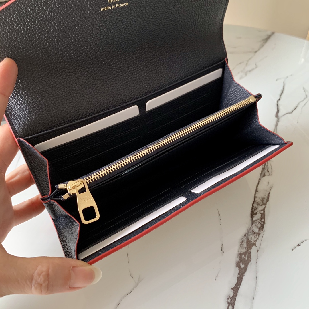 l0vis Vvtt0n sarah wallet monogram empreinte leather marine rouge m62125 19 x 10 x 2 cm