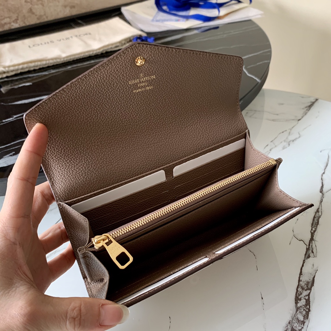 l0vis Vvtt0n sarah wallet monogram empreinte leather tourterelle m68708 19 x 10 x 2 cm