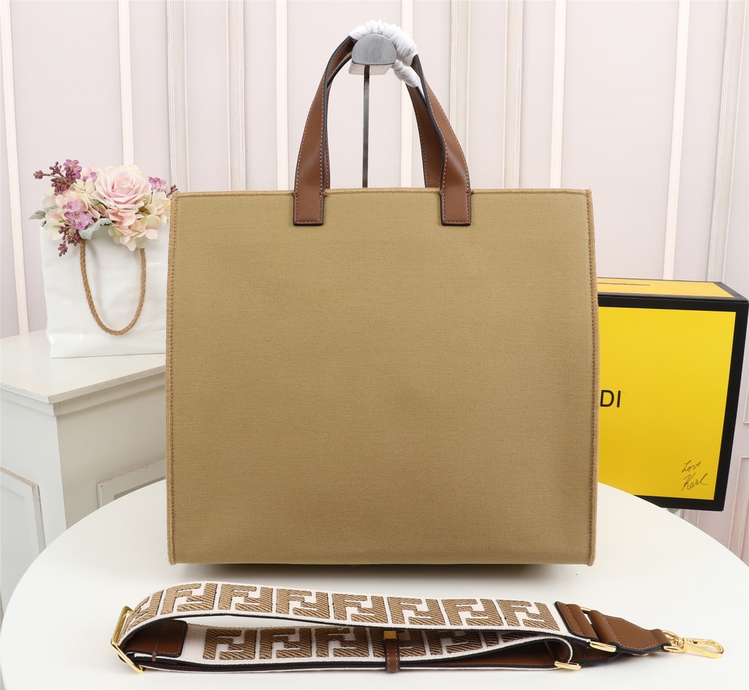 F**di spring summer 2021 tote bag monogram beige 38 x 34 x 20 cm