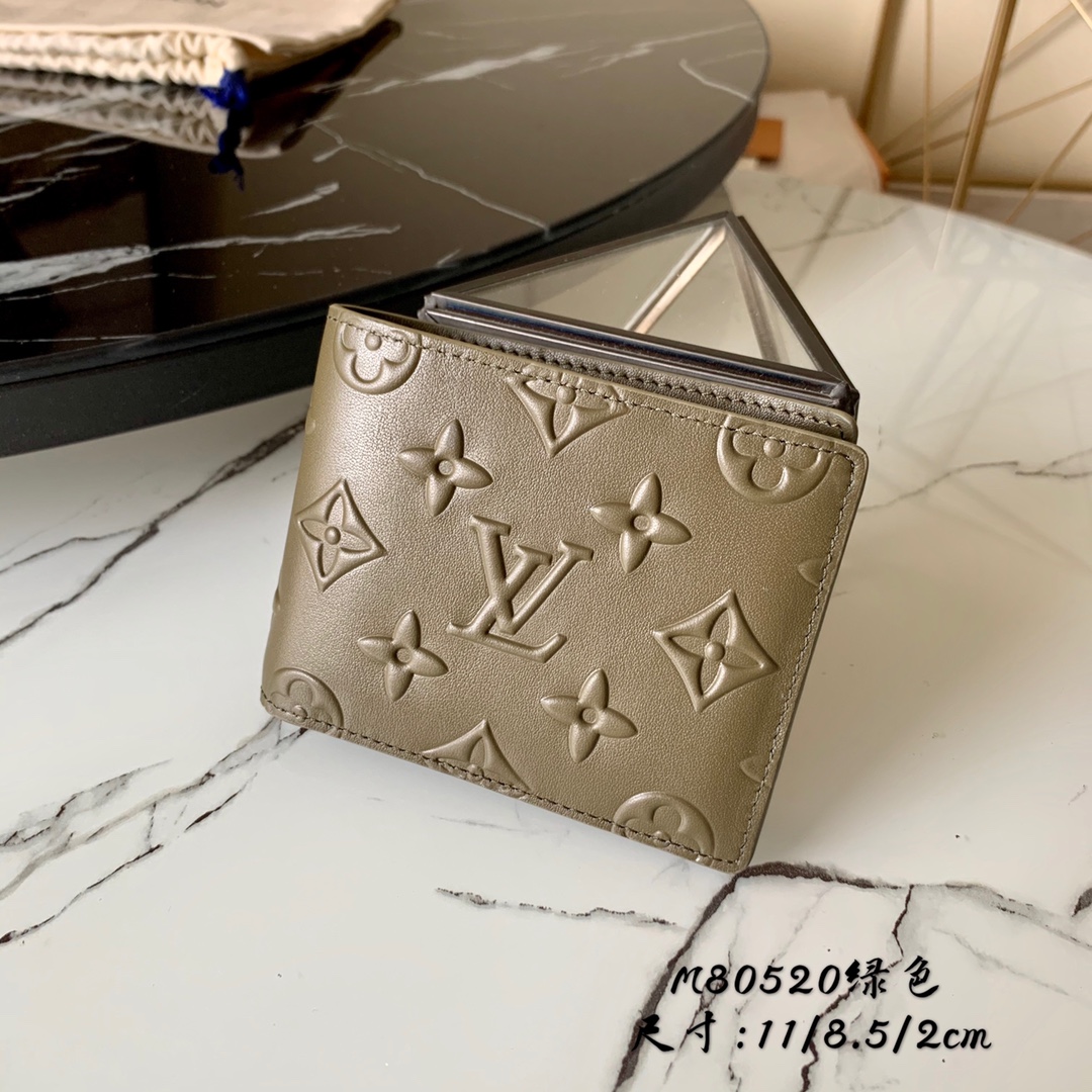 l0vis Vvtt0n slender wallet monogram seal leather green m80520 11 x 8.5 x 2 cm