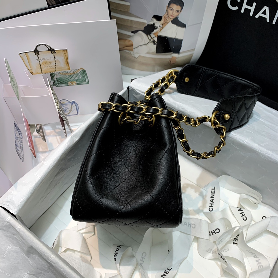 Ch**el strap into bucket bag black as2230 15.5 x 15 x 12.5 cm