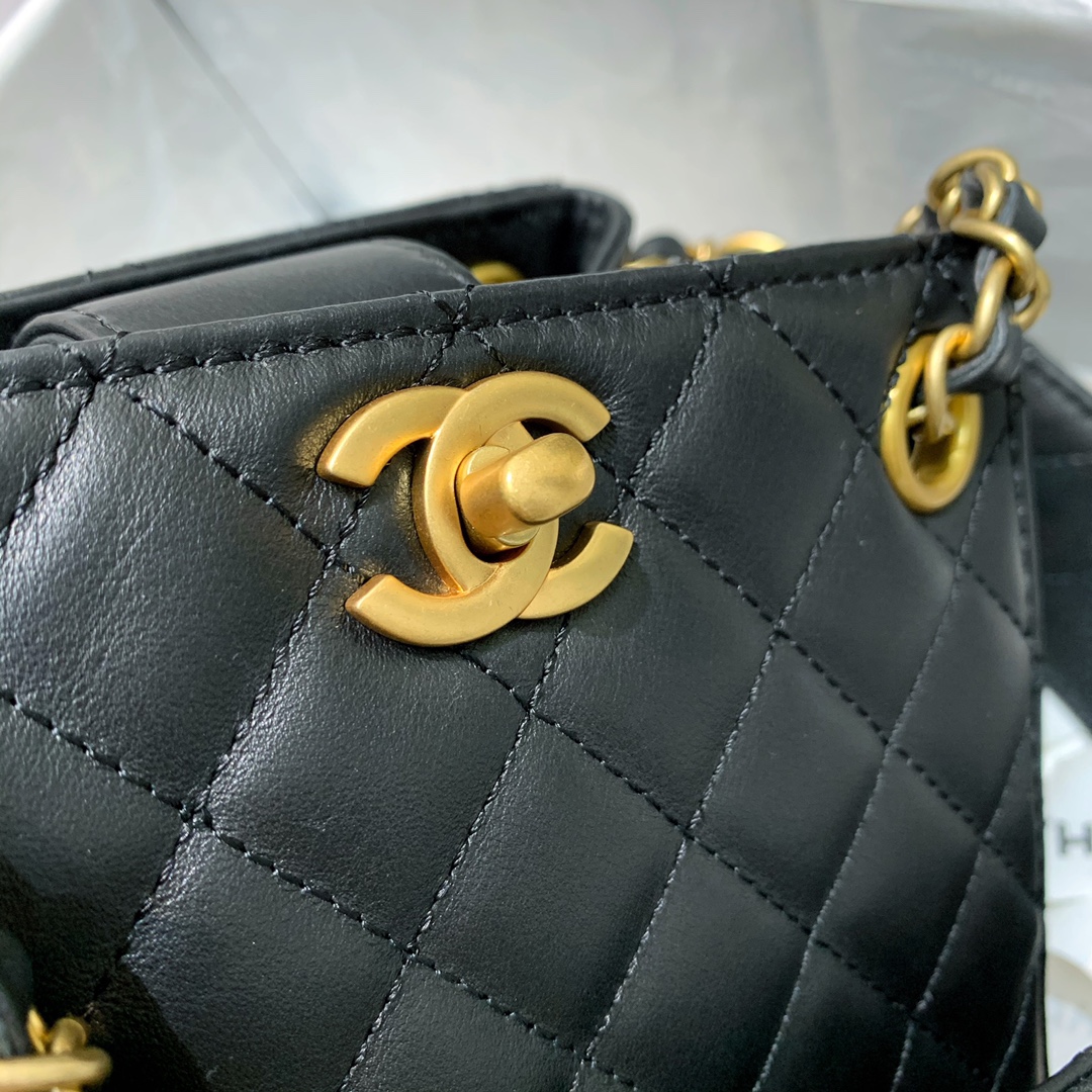 Ch**el strap into bucket bag black as2230 15.5 x 15 x 12.5 cm