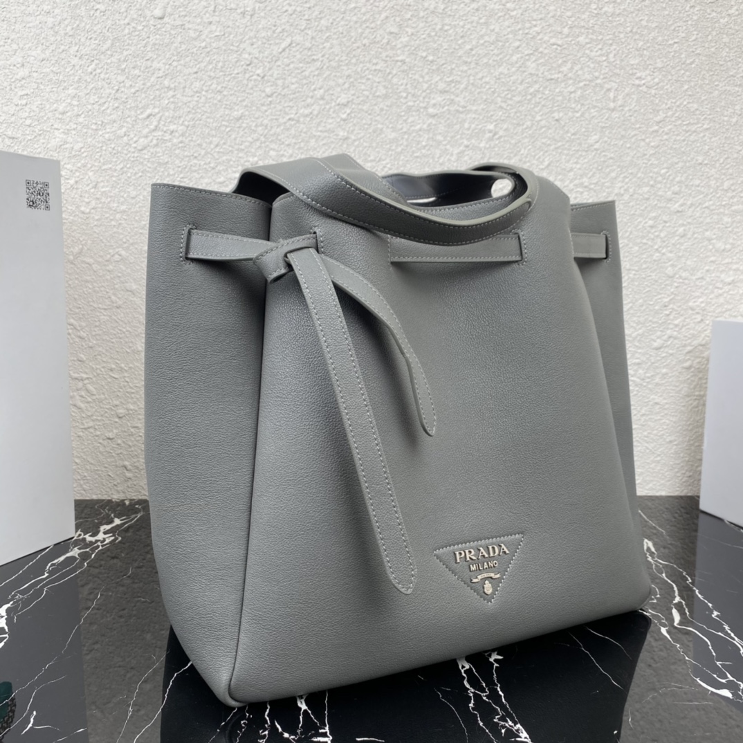 Pra*a leather tote clay grey 1bg339 35 x 34 x 16 cm