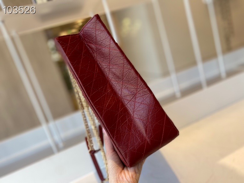 ch**el large D1am0nd pattern leather shopping bag burgundy as661 35 x 26 x 11 cm