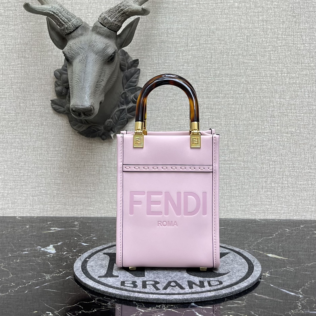 F**di mini sunshine shopper leather pink 8bs051 13 x 18 x 6.5 cm