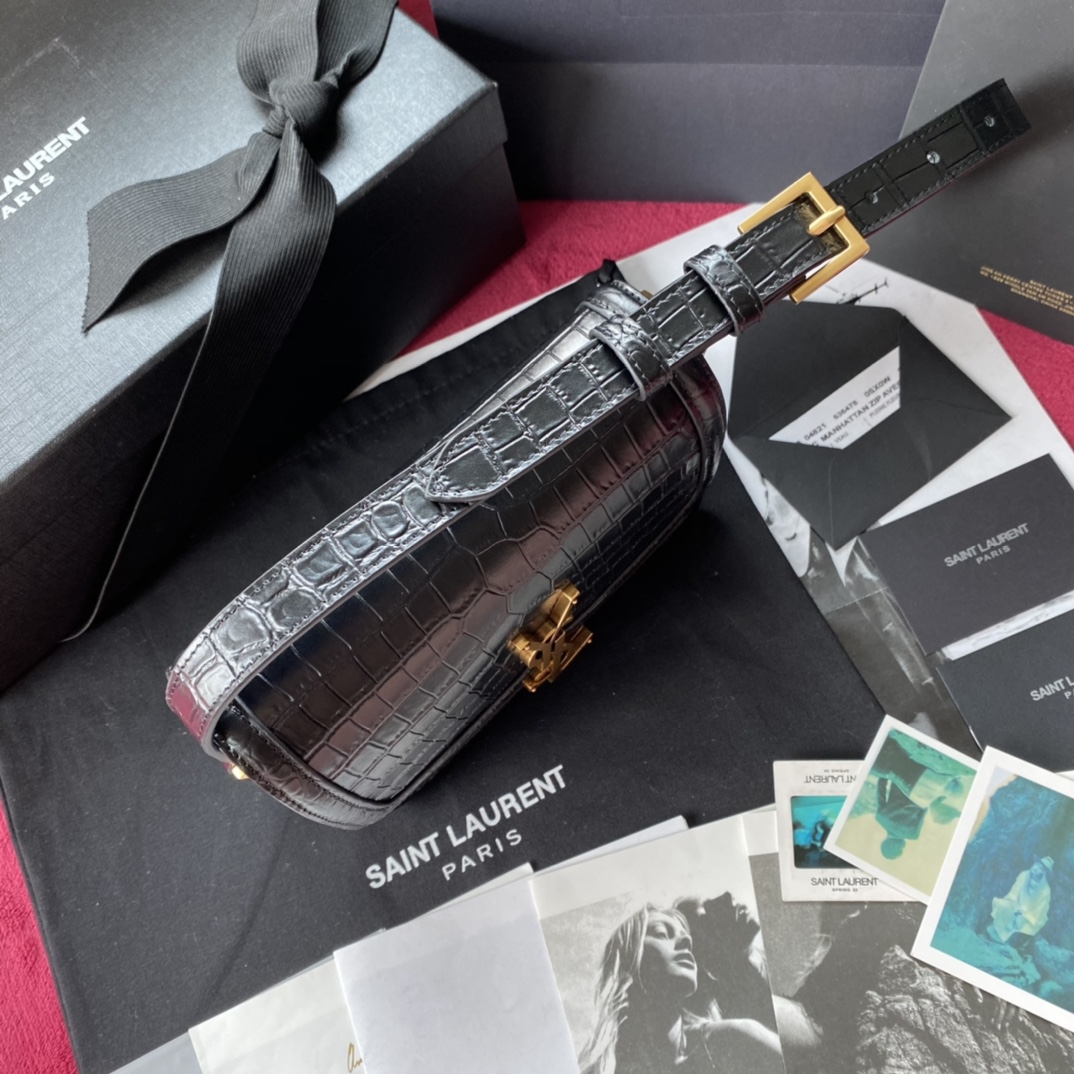 Y51 small solferino satchel in box crocodile leather black 634306 19 x 13 x 5 cm