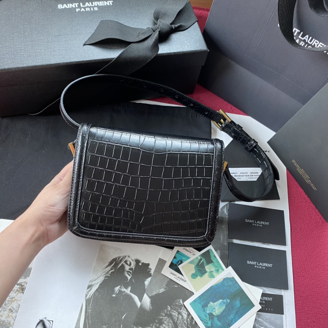 Y51 small solferino satchel in box crocodile leather black 634306 19 x 13 x 5 cm