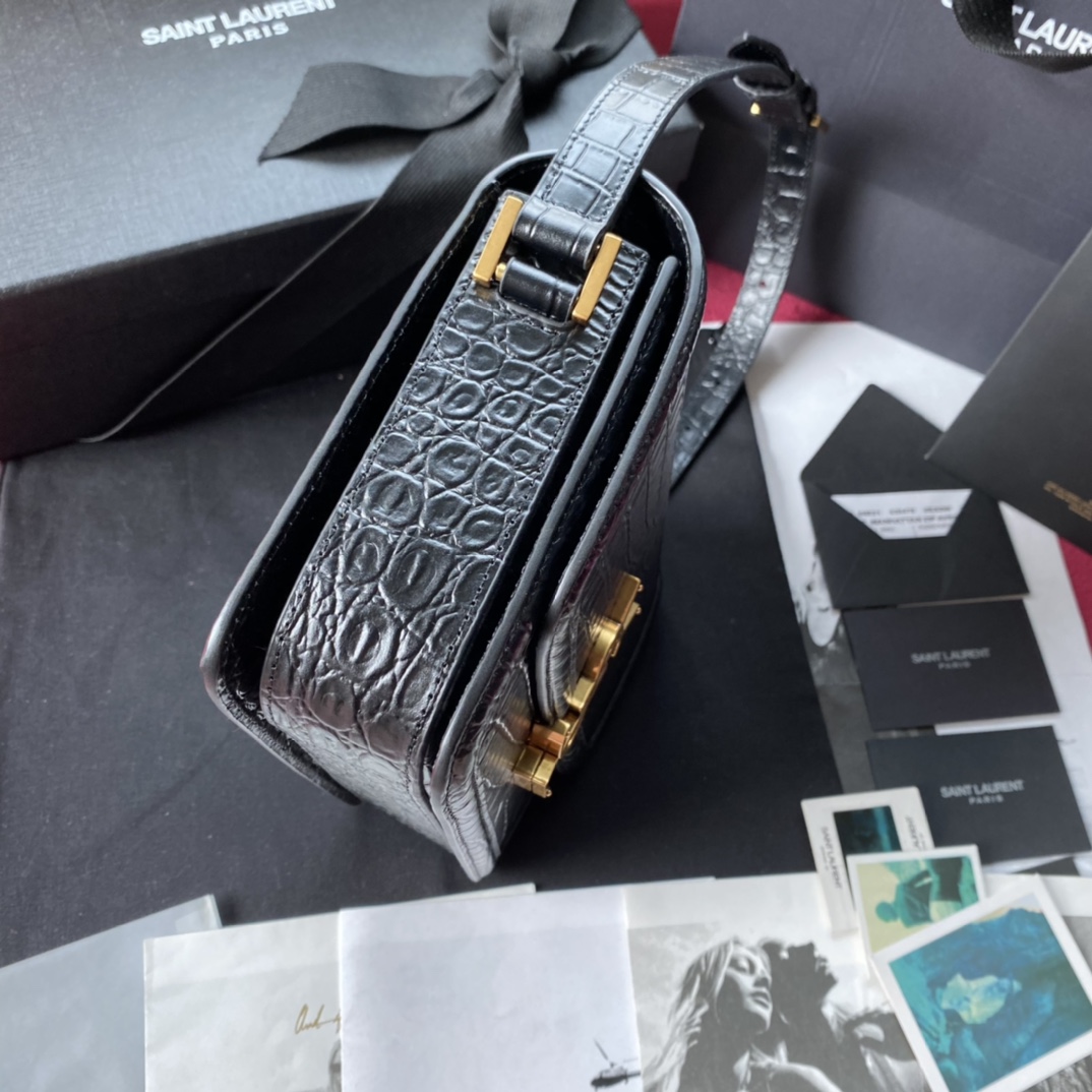 Y51 medium solferino satchel in box crocodile leather black 634305 23 x 16 x 6 cm