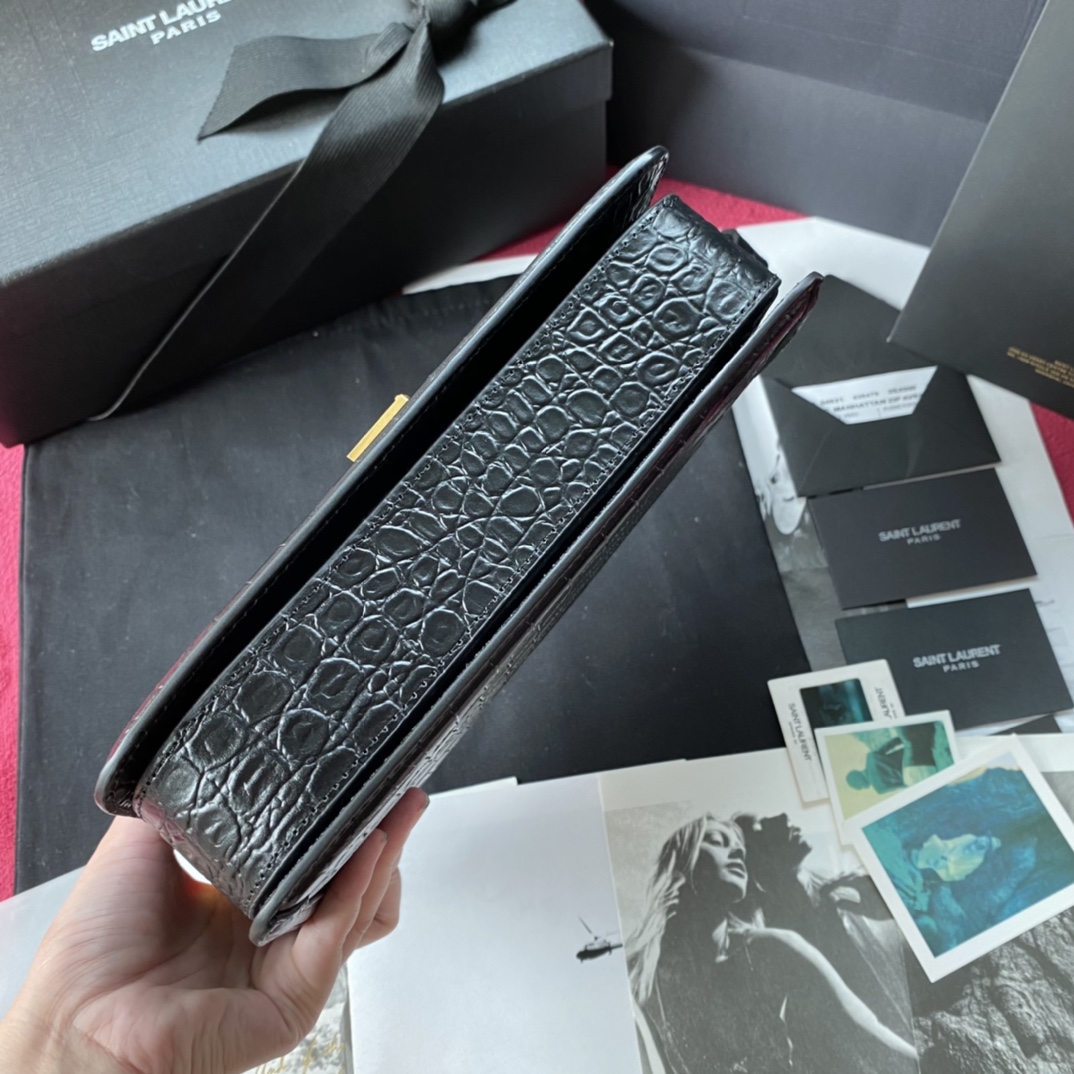 Y51 medium solferino satchel in box crocodile leather black 634305 23 x 16 x 6 cm