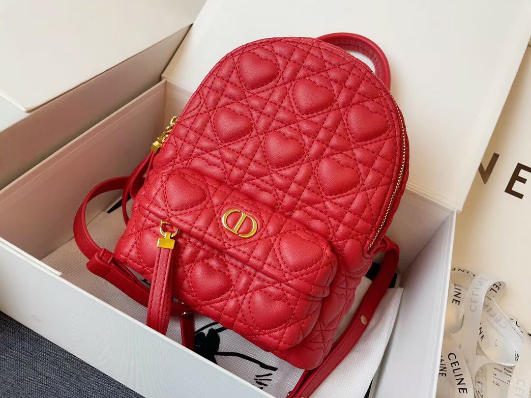 D10r mini D10ramour D10r backpack cannage lambskin with heart motif red m9222 16 x 21 x 8.5 cm