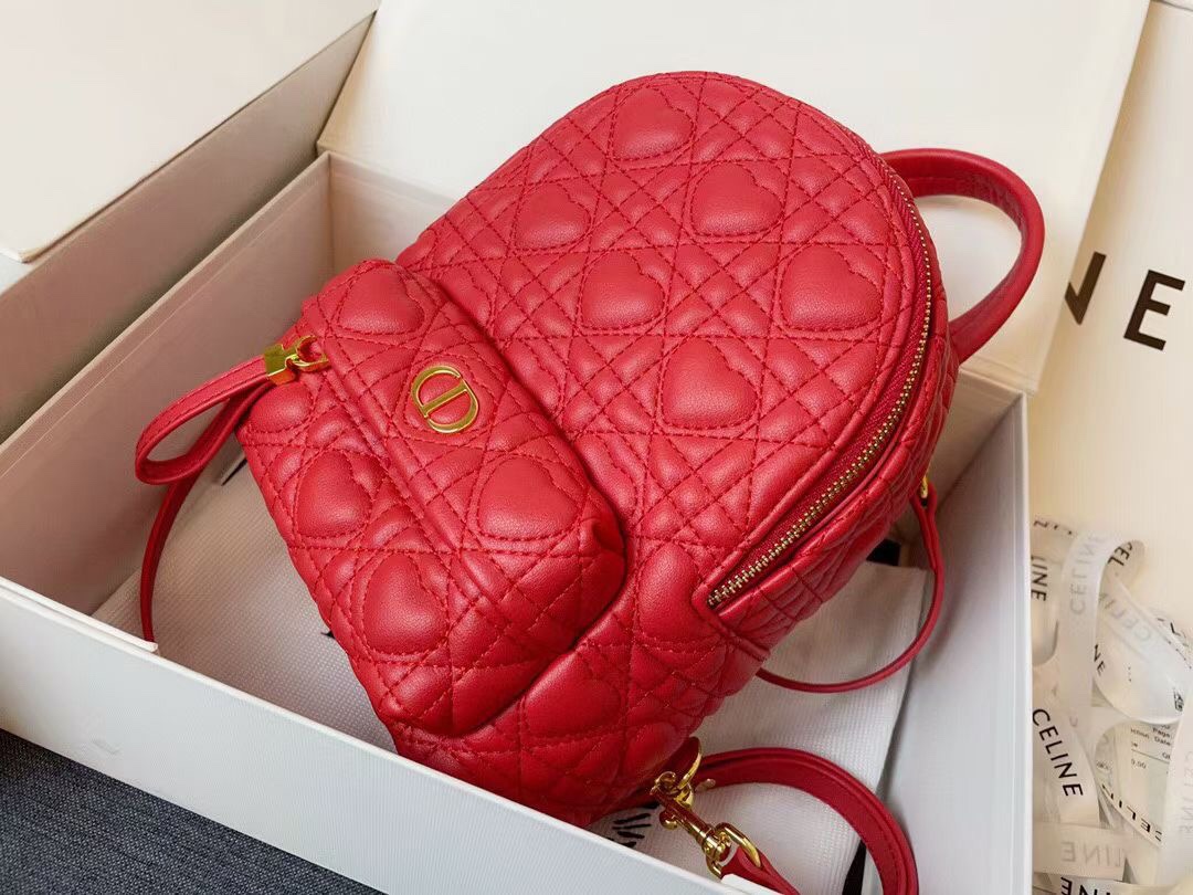 D10r mini D10ramour D10r backpack cannage lambskin with heart motif red m9222 16 x 21 x 8.5 cm