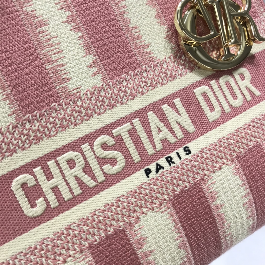 D10r medium lady d-lite bag pink d-stripes embroidery m0565 24 x 20 x 11 cm