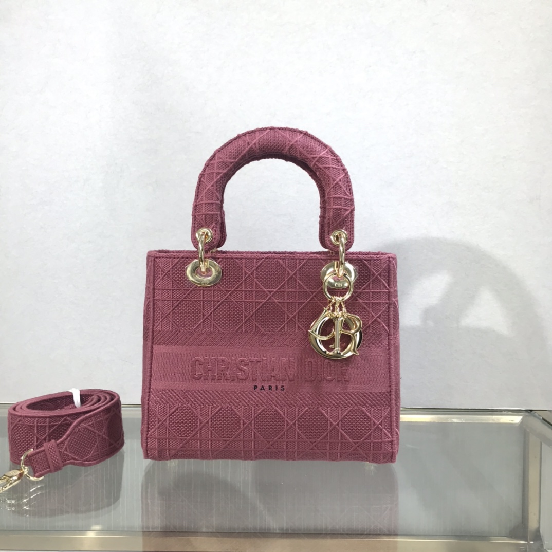 D10r medium lady d-lite bag burgundy cannage embroidery m0565 24 x 20 x 11 cm