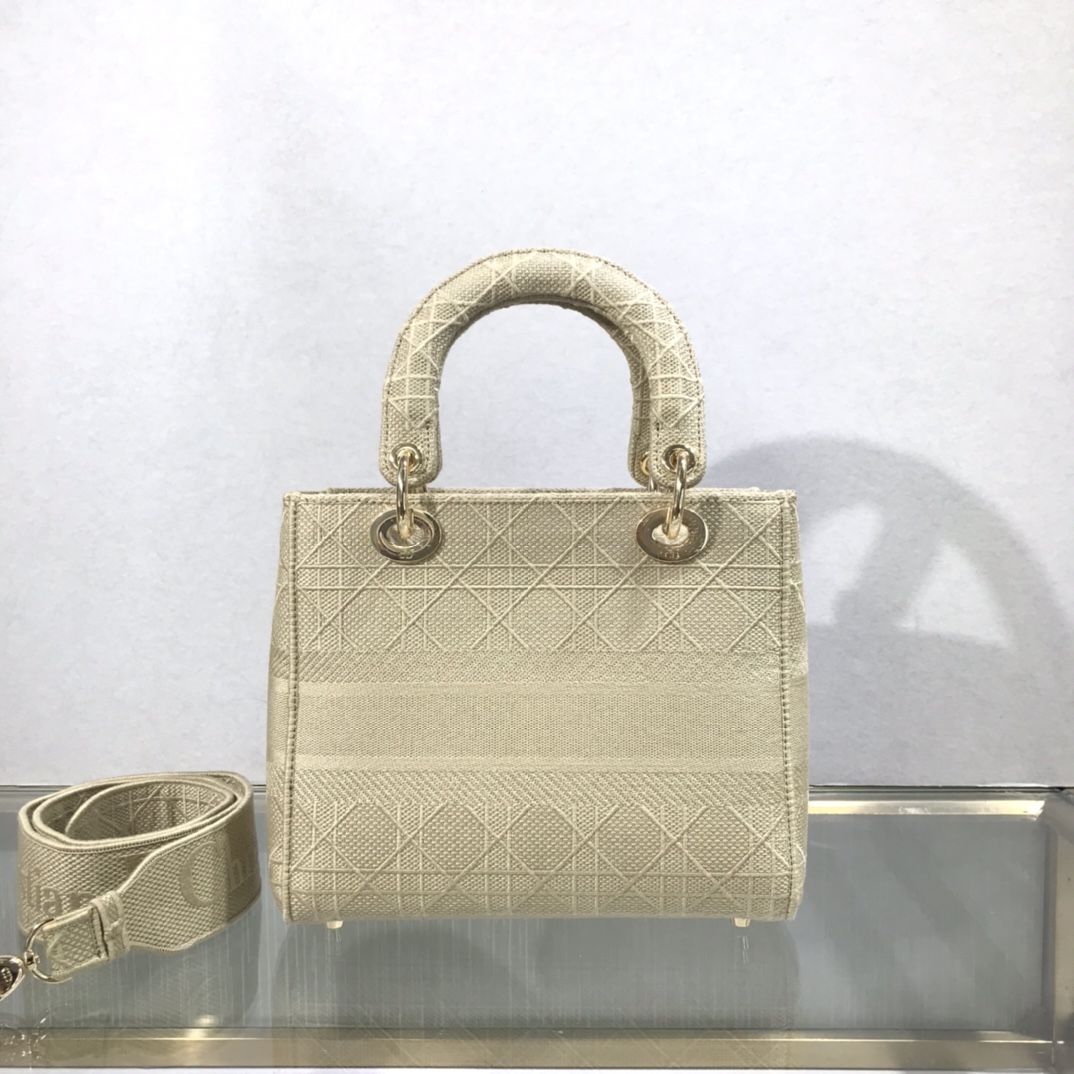 D10r medium lady d-lite bag creme cannage embroidery m0565 24 x 20 x 11 cm