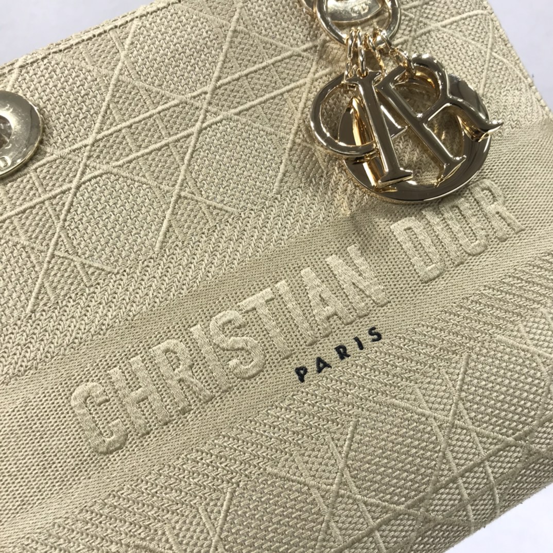 D10r medium lady d-lite bag creme cannage embroidery m0565 24 x 20 x 11 cm