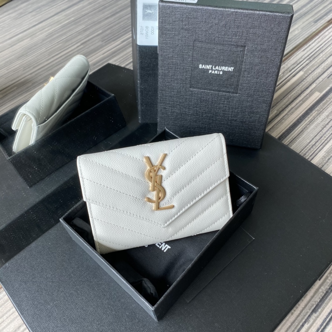 Y51 small monogram envelope wallet in grain de poudre embossed leather white 414404 13.5 x 9.5 x 3 cm