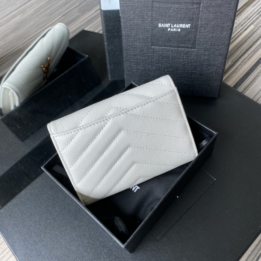 Y51 small monogram envelope wallet in grain de poudre embossed leather white 414404 13.5 x 9.5 x 3 cm