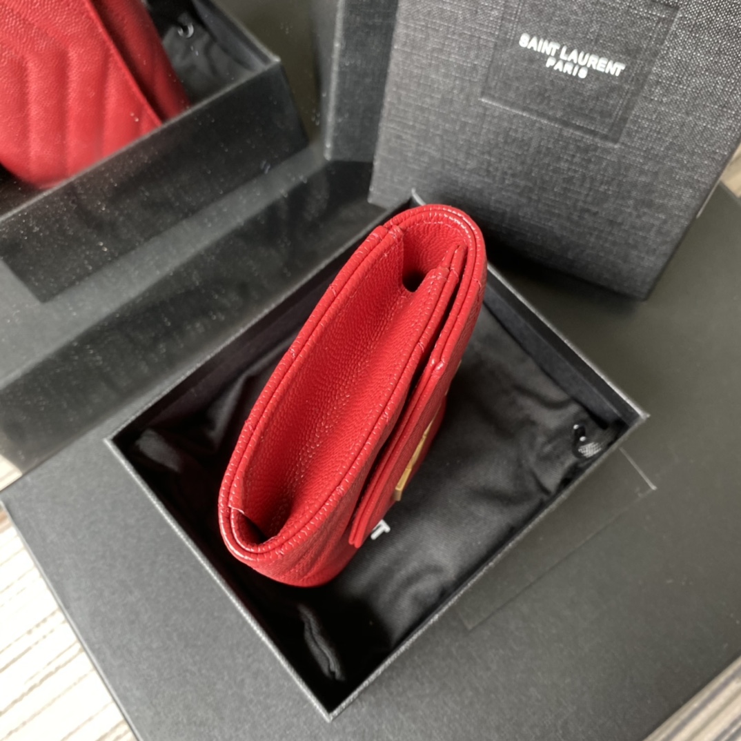 Y51 small monogram envelope wallet in grain de poudre embossed leather red 414404 13.5 x 9.5 x 3 cm