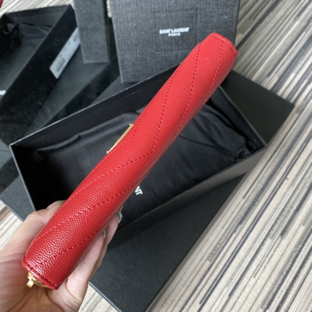 Y51 monogram zip around wallet in grain de poudre embossed leather red 358094 19 x 9 cm