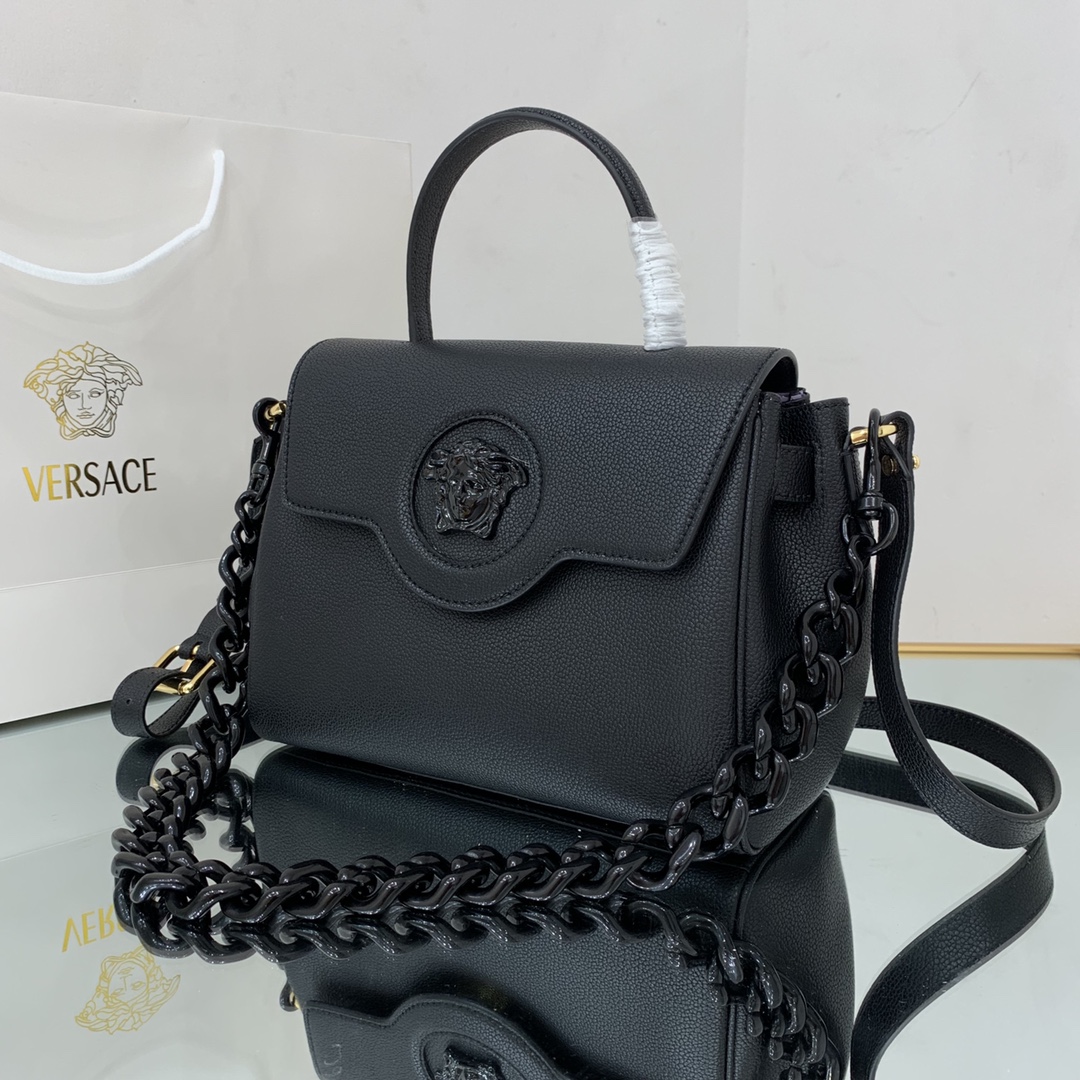 VERSACE MEDIUM LA MEDUSA HANDBAG Black DBFI039 25 x 15 x 22 cm