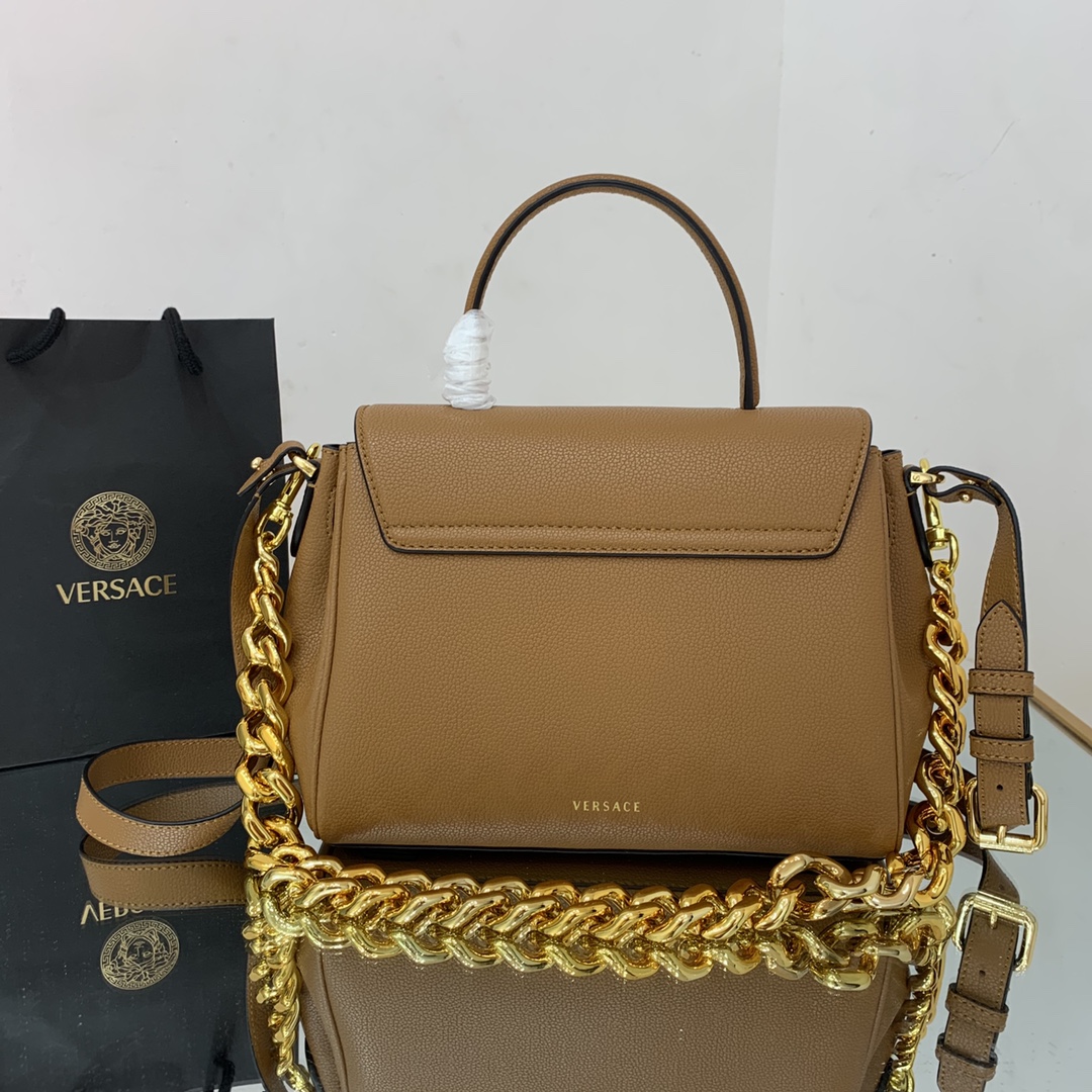VERSACE MEDIUM LA MEDUSA HANDBAG Caramel DBFI039 25 x 15 x 22 cm