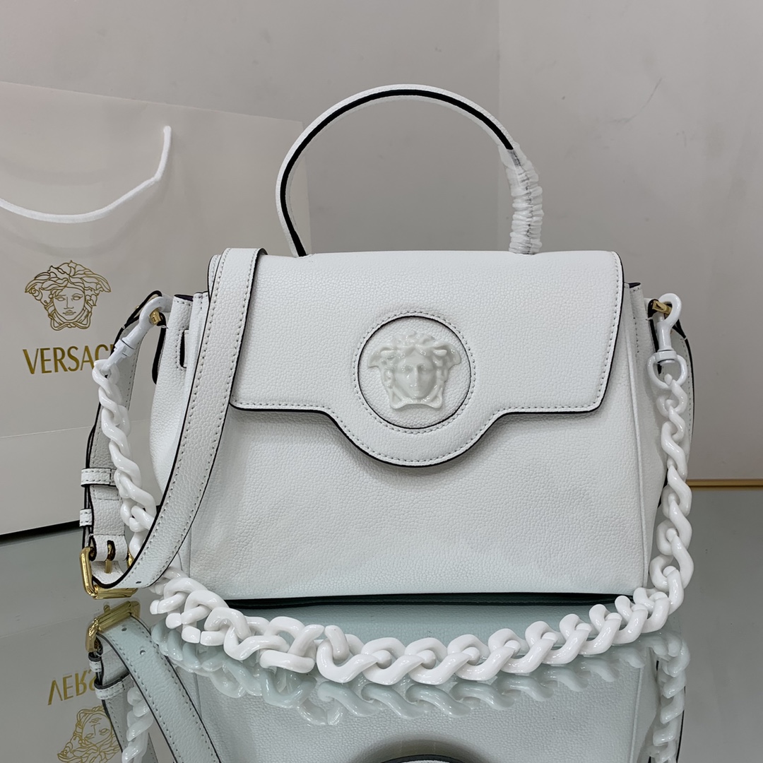 VERSACE MEDIUM LA MEDUSA HANDBAG White DBFI039 25 x 15 x 22 cm