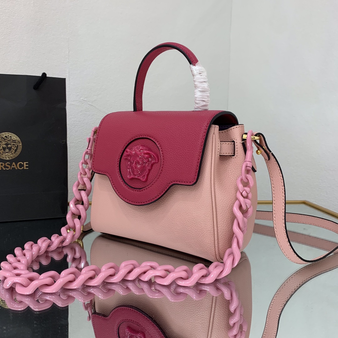 VERSACE SMALL LA MEDUSA HANDBAG Dark Pink DBFI040 20 x 10 x 17 cm