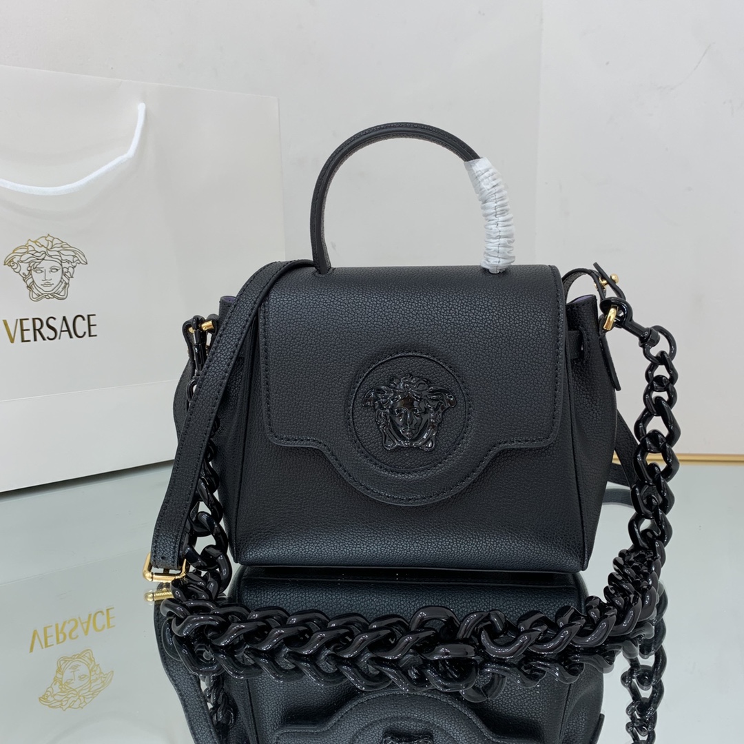 VERSACE SMALL LA MEDUSA HANDBAG Black DBFI040 20 x 10 x 17 cm