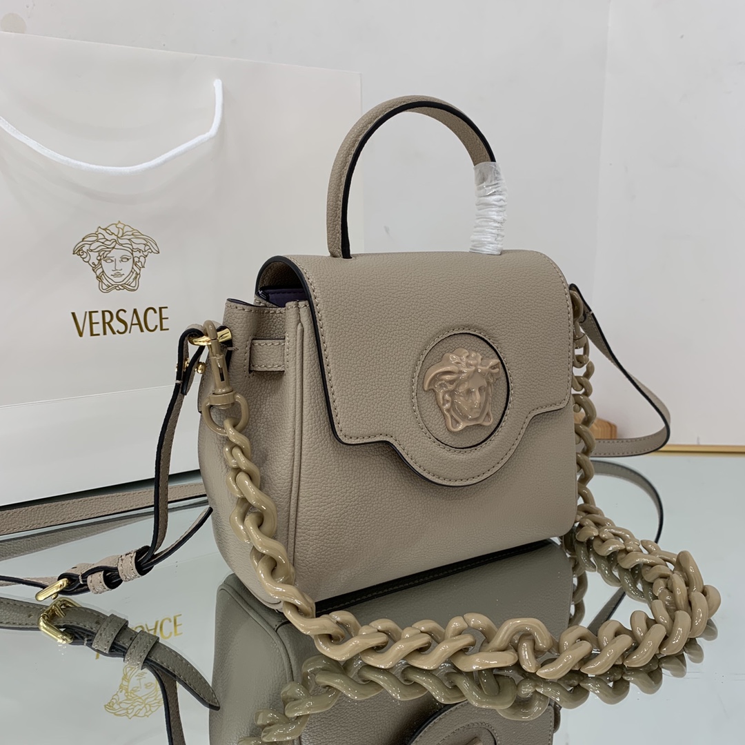VERSACE SMALL LA MEDUSA HANDBAG Beige DBFI040 20 x 10 x 17 cm