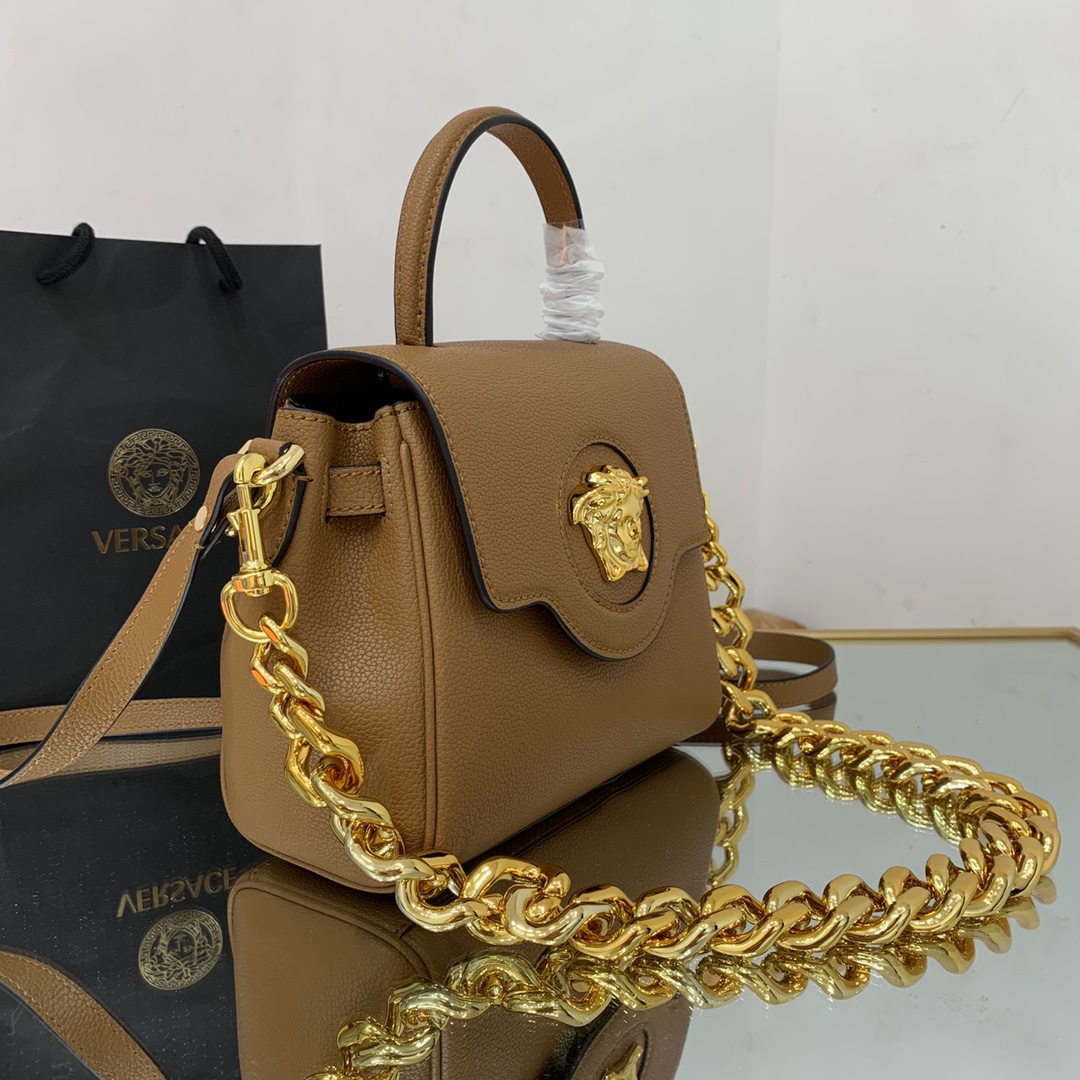 VERSACE SMALL LA MEDUSA HANDBAG Caramel DBFI040 20 x 10 x 17 cm