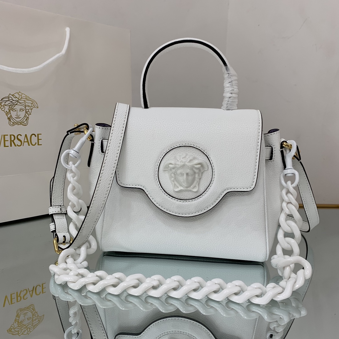 VERSACE SMALL LA MEDUSA HANDBAG White DBFI040 20 x 10 x 17 cm