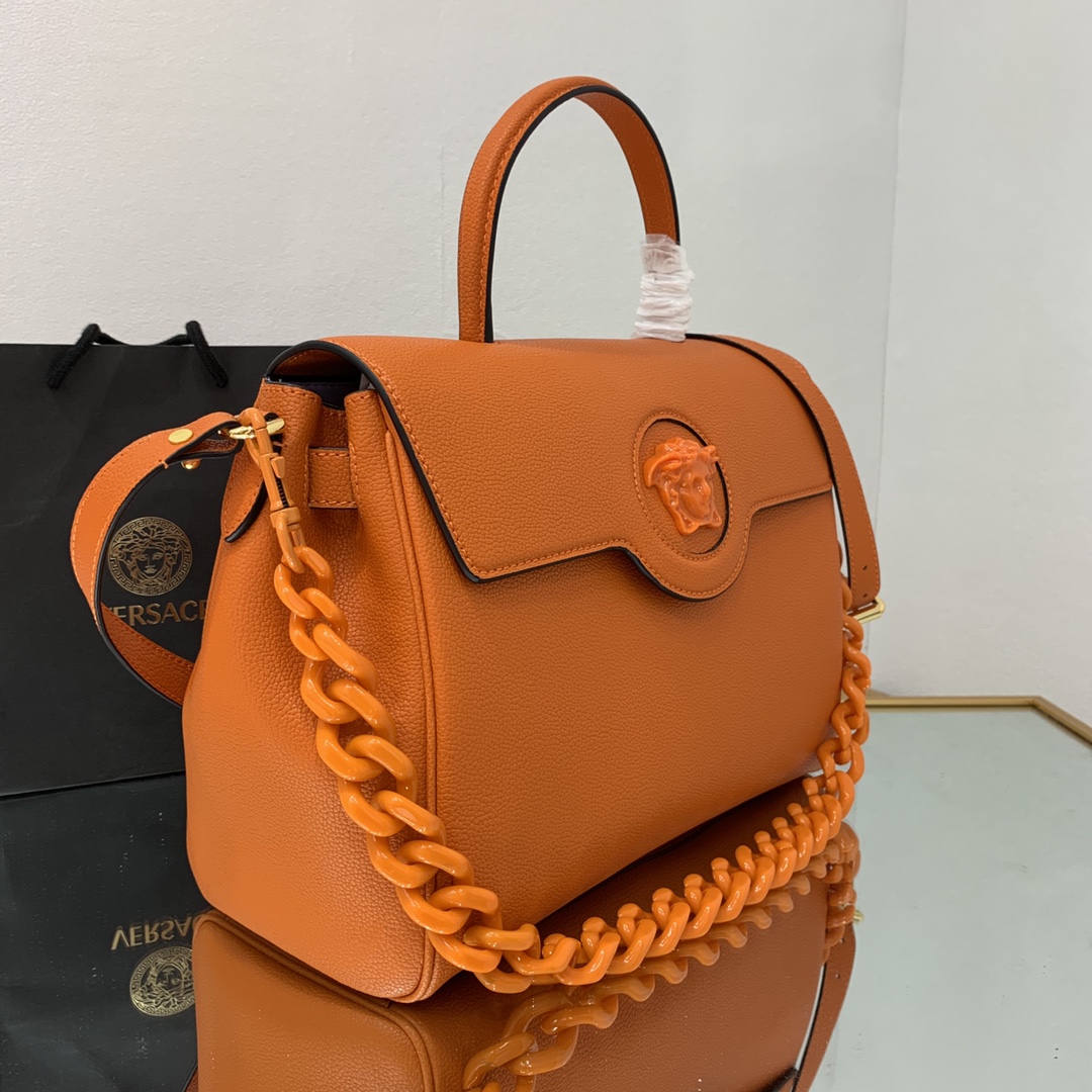 VERSACE LARGE LA MEDUSA HANDBAG Orange DBFI038 35 x 14 x 25 cm