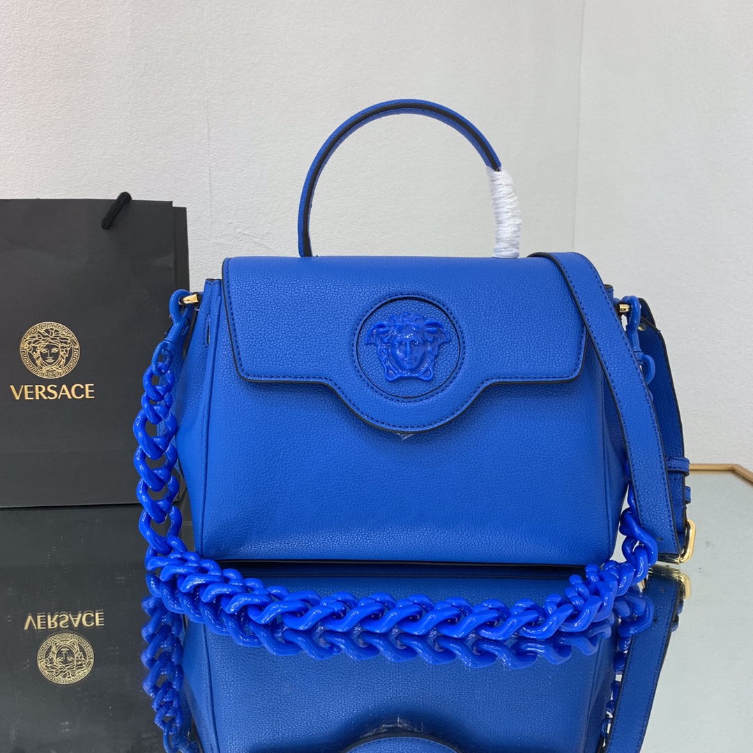 VERSACE LARGE LA MEDUSA HANDBAG Lapis DBFI038 35 x 14 x 25 cm