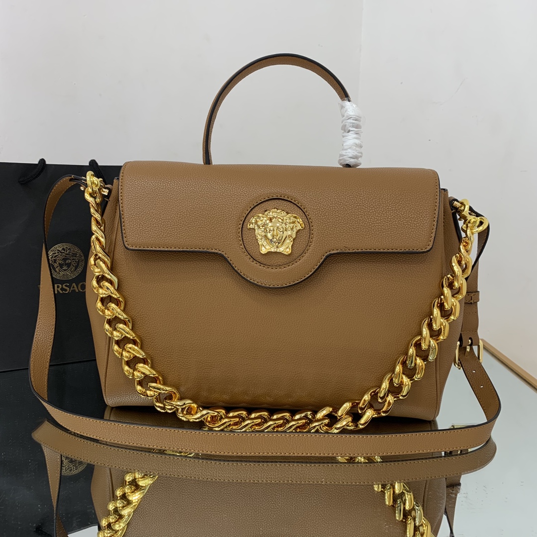 VERSACE LARGE LA MEDUSA HANDBAG Caramel DBFI038 35 x 14 x 25 cm