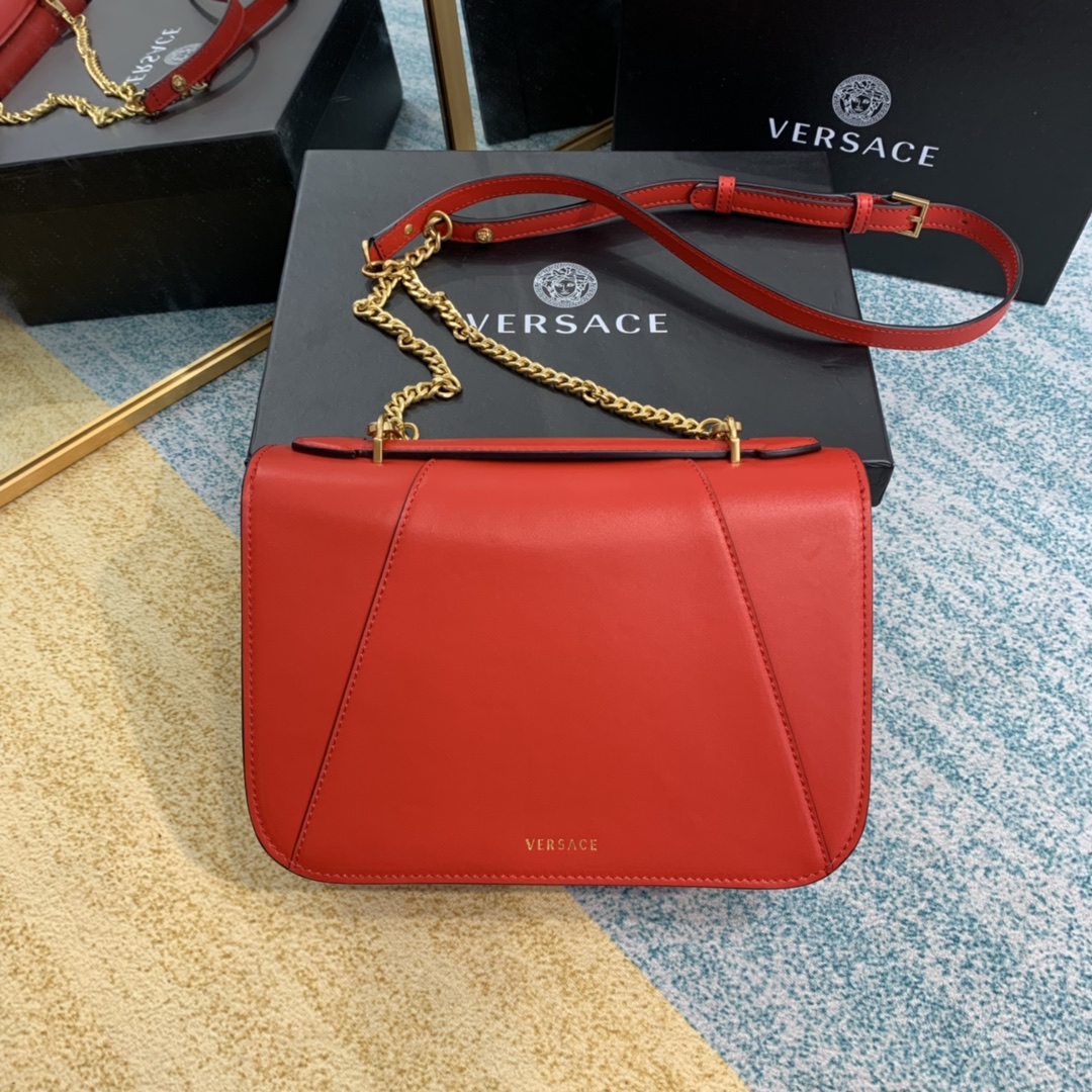 VERSACE VIRTUS Shoulder Bag Red DBFG985 24 x 9 x 16.5 cm