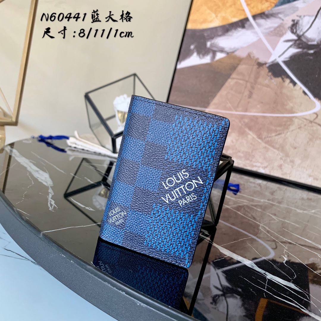 l0vis Vvtt0n pocket organizer damier graphite 3d canvas blue n60431 8 x 11 x 1 cm