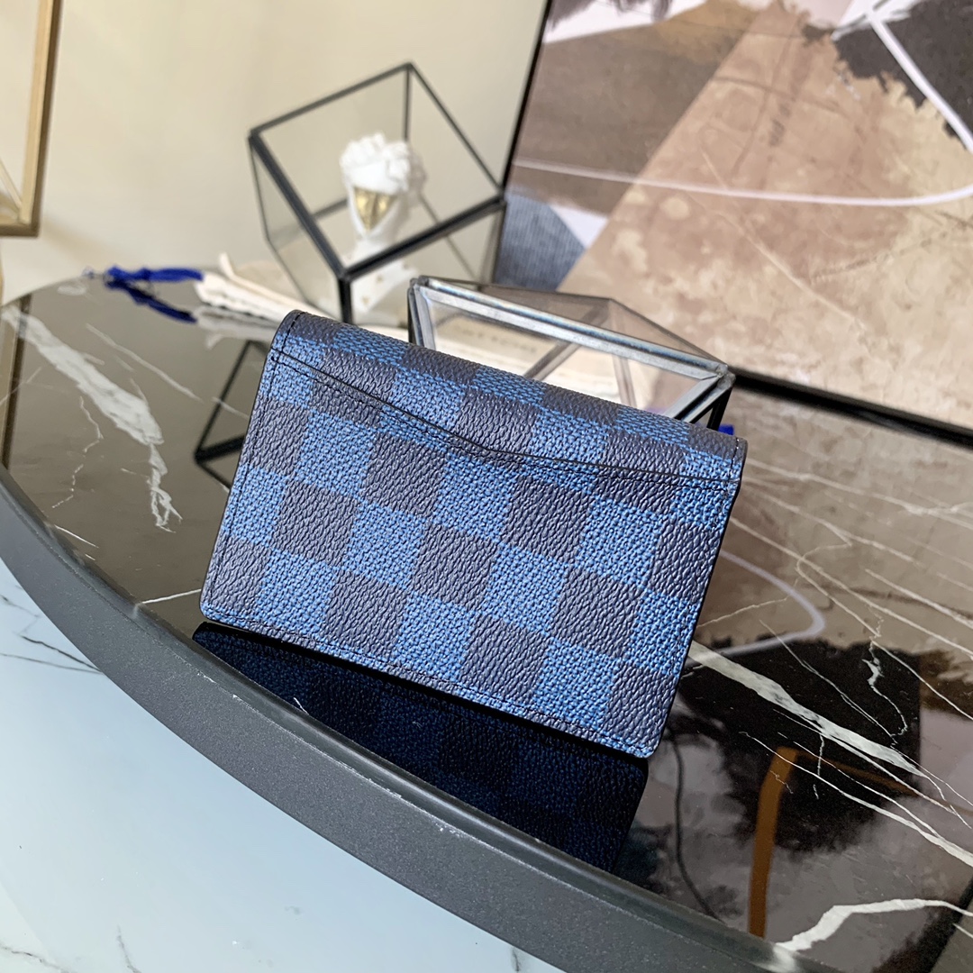 l0vis Vvtt0n pocket organizer damier graphite 3d canvas blue n60431 8 x 11 x 1 cm