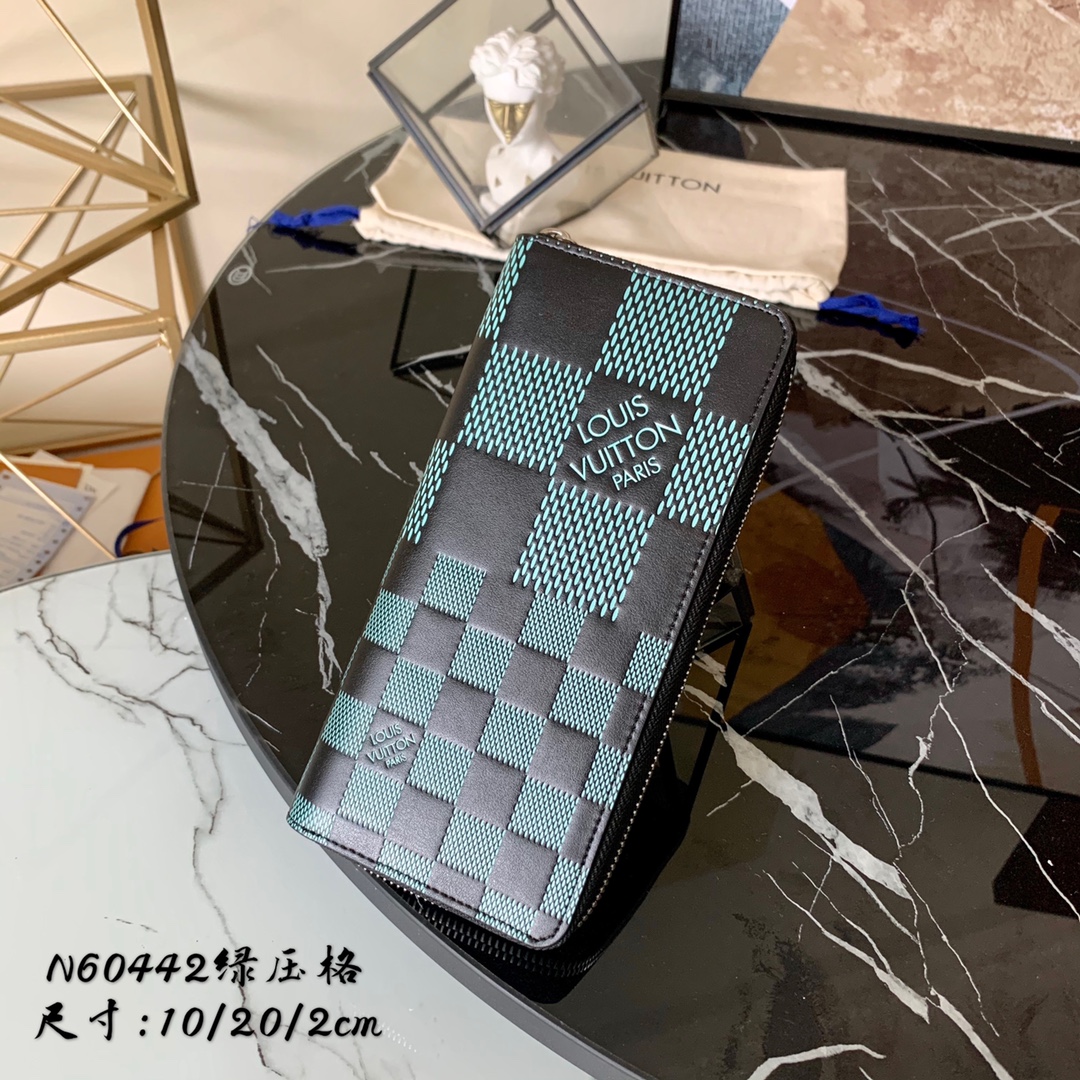 l0vis Vvtt0n zippy wallet vertical damier infini 3d pattern green n60442 10 x 20 x 2 cm