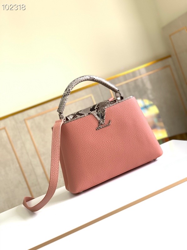 l0vis Vvtt0n capucines bb python leather trim and taurillon leather magnolia n92042 27 × 18 × 9 cm