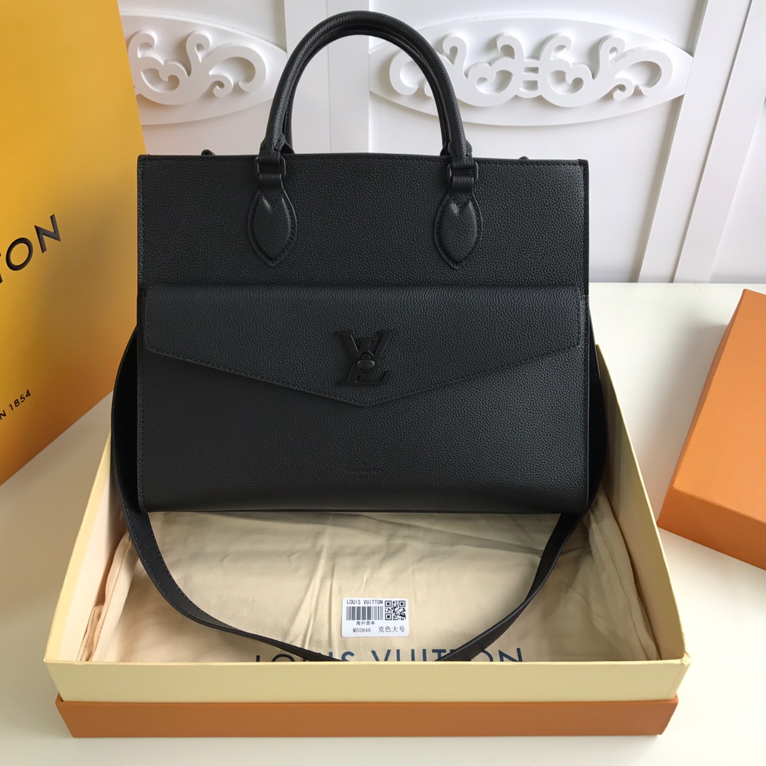 l0vis Vvtt0n lockme tote mm soft grained calfskin leather black m56099 34.5 x 28 x 12 cm