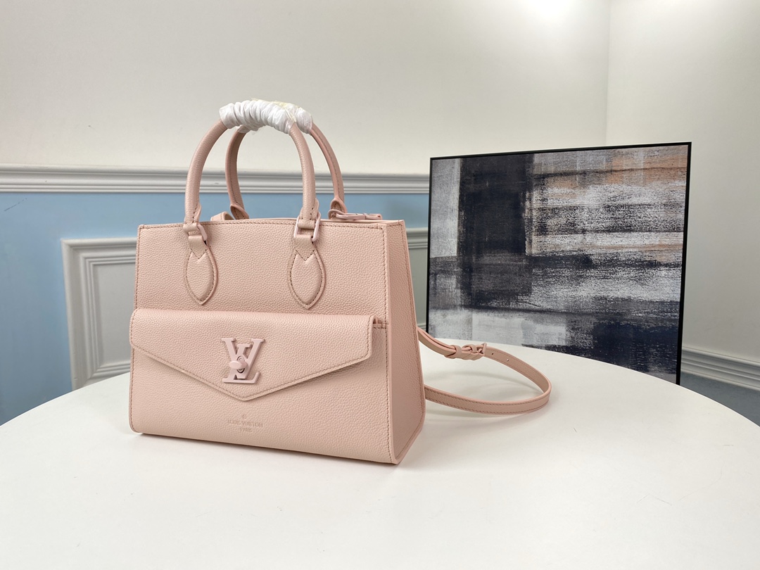 l0vis Vvtt0n lockme tote pm soft grained calfskin leather rose pink m55818 27.5 x 22 x 12 cm