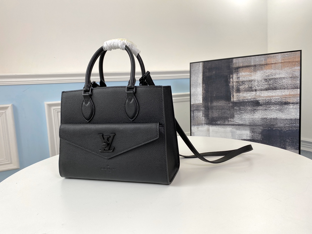 l0vis Vvtt0n lockme tote pm soft grained calfskin leather black m55845 27.5 x 22 x 12 cm