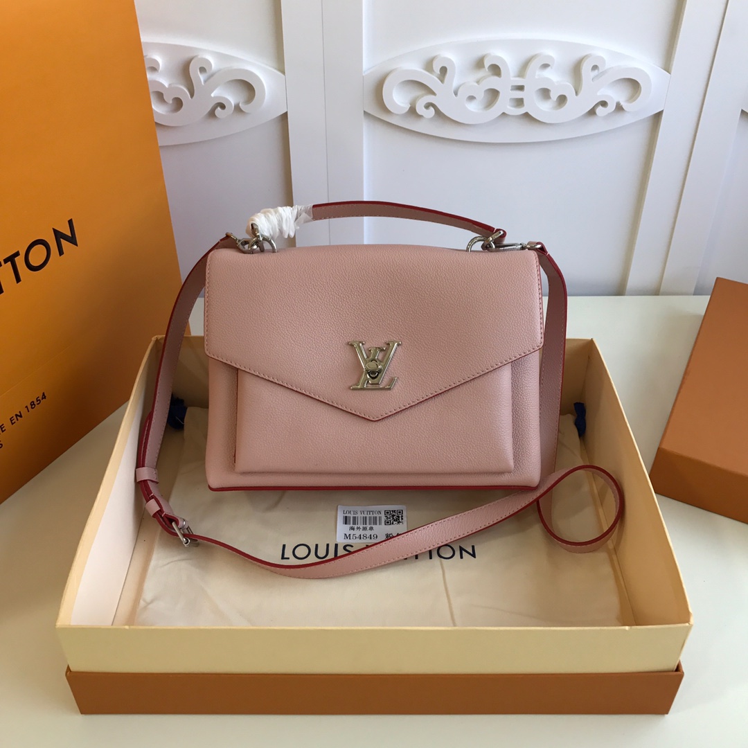 l0vis Vvtt0n mylockme satchel grained calfskin leather rose pink m54849 28 x 20 x 11 cm