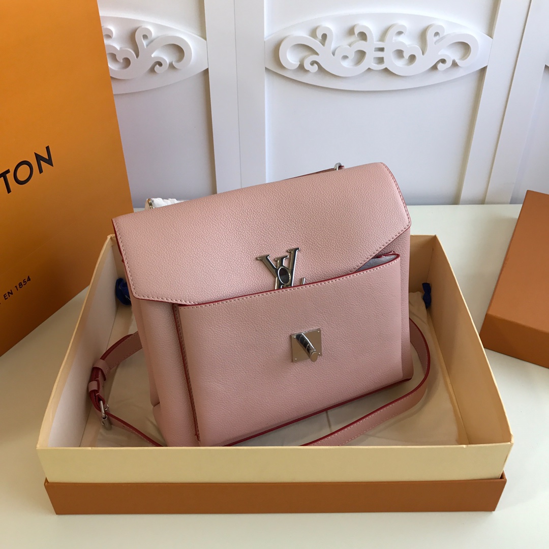 l0vis Vvtt0n mylockme satchel grained calfskin leather rose pink m54849 28 x 20 x 11 cm