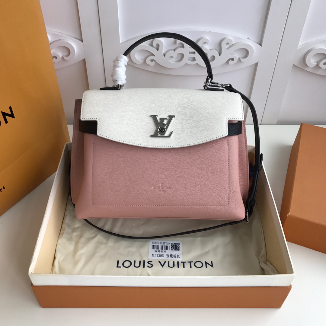 l0vis Vvtt0n lockme ever mm soft grained calfskin leather pink and white m56094 33.5 x 21.5 x 14.5 cm