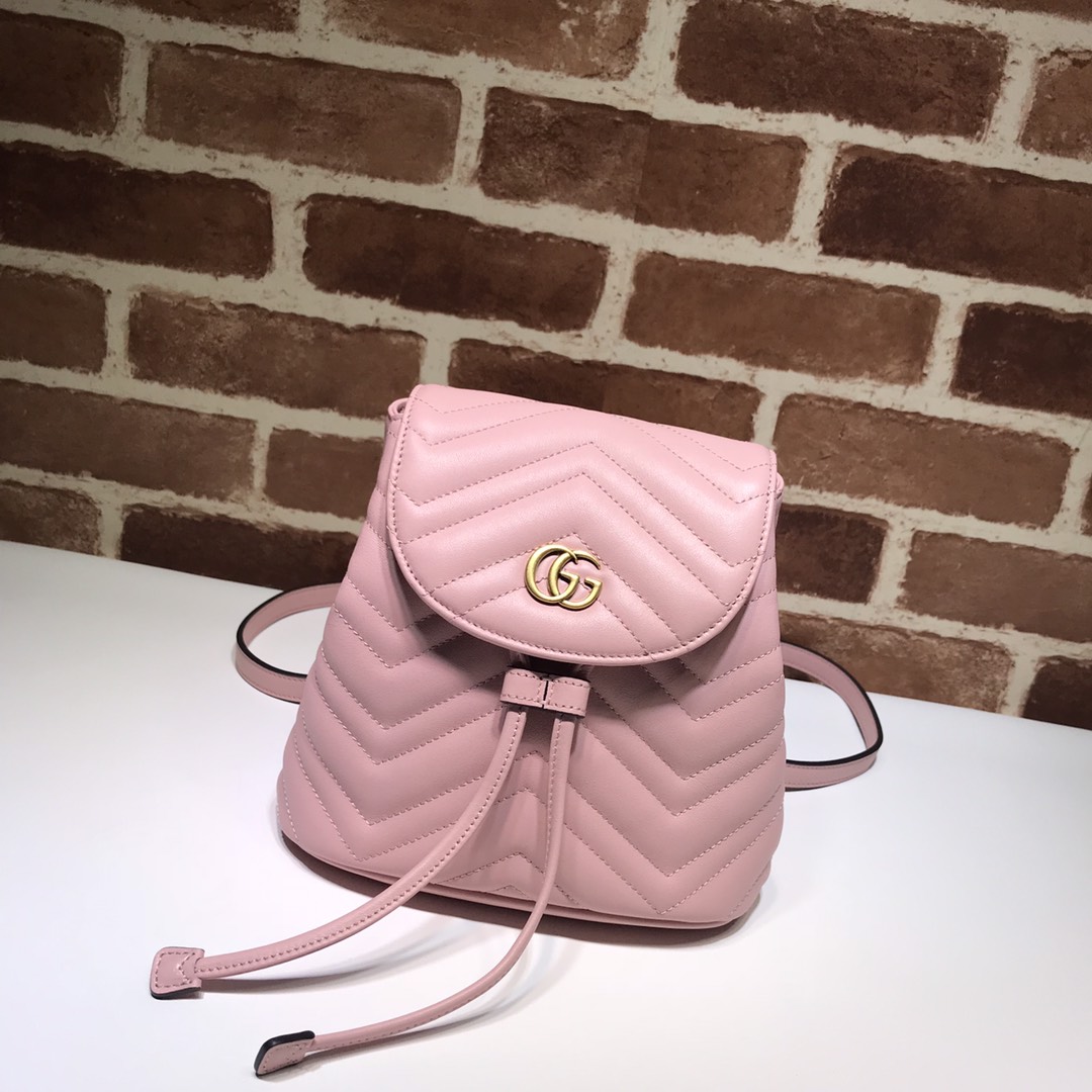 Gvc*1 gg marmont matelassé backpack pink 528129 19 x 18.5 x 10 cm