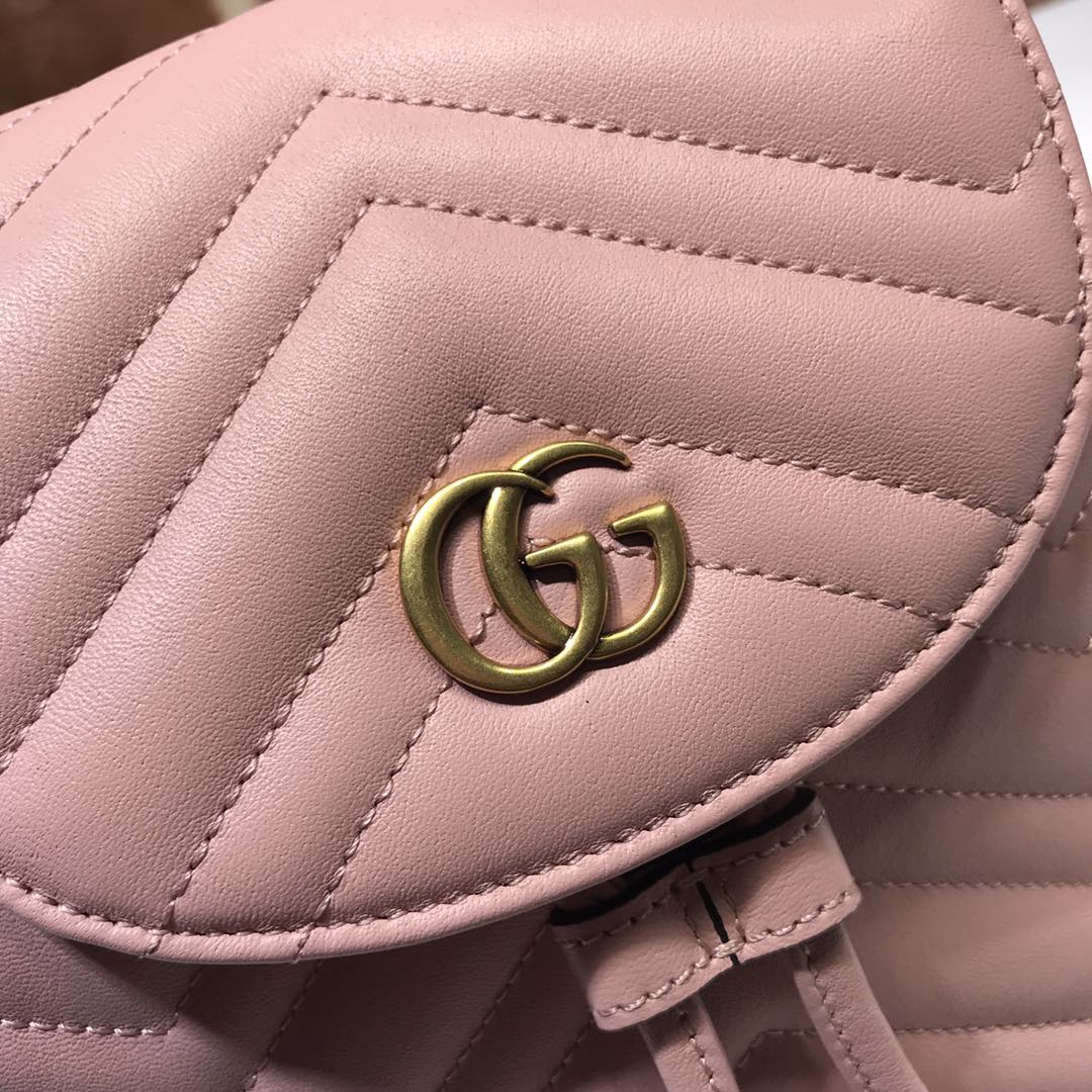 Gvc*1 gg marmont matelassé backpack pink 528129 19 x 18.5 x 10 cm
