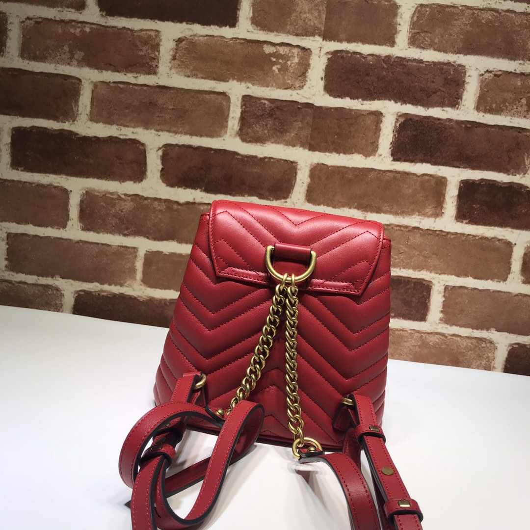 Gvc*1 gg marmont matelassé backpack red 528129 19 x 18.5 x 10 cm