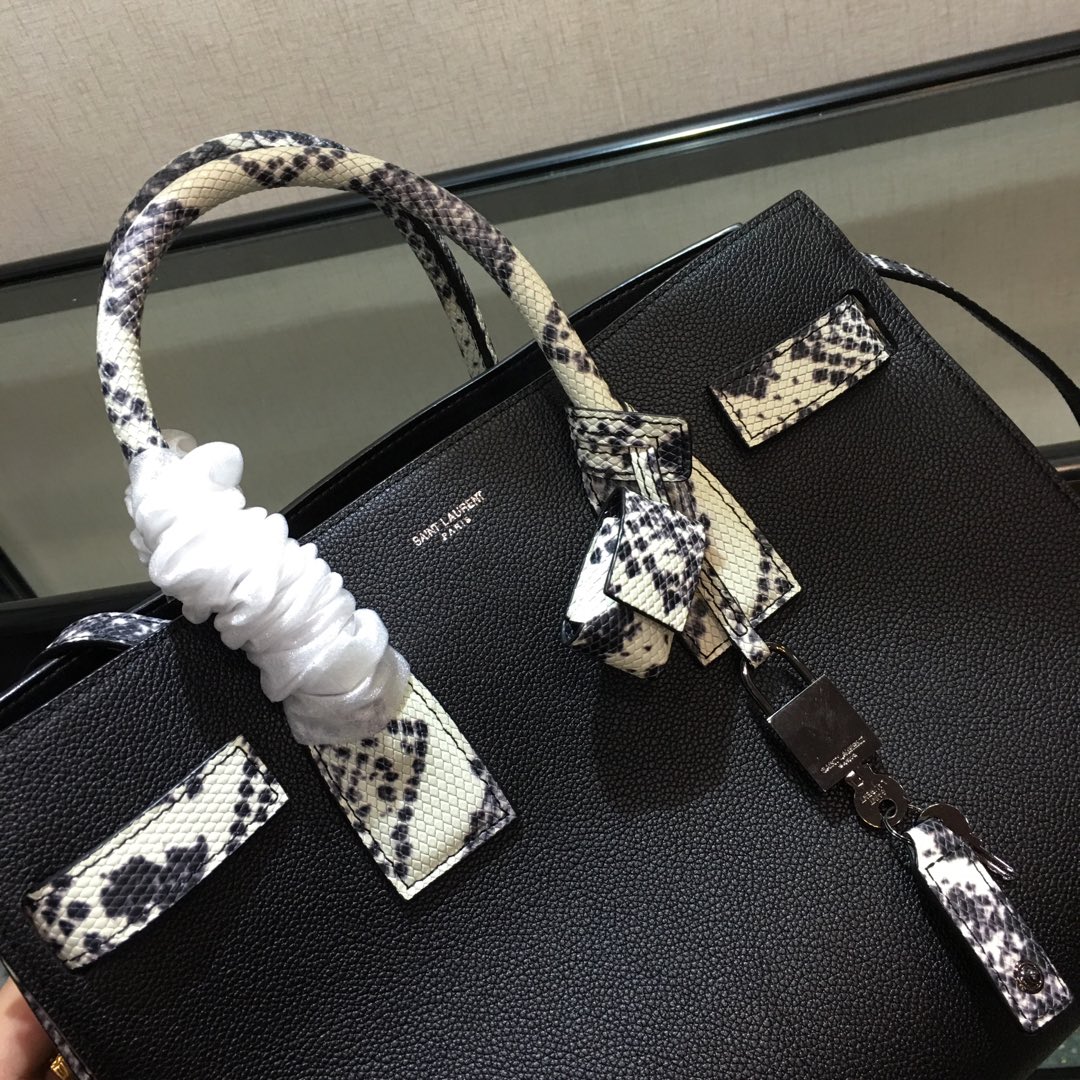 Y51 small classic sac de jour in grained leather black and python 378299 32 x 25 x 16.5 cm