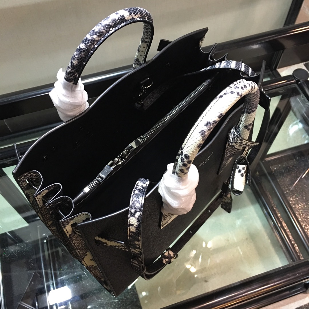 Y51 small classic sac de jour in grained leather black and python 378299 32 x 25 x 16.5 cm